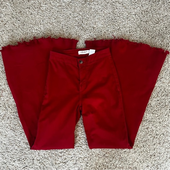 Vibrant Denim - 💓Like New Vibrant MIU High Rise Stretch Red Bellbottom Slit Jeans - Size 25💓